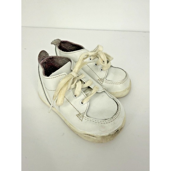 Vintage Stride Rite Baby Booties Size 3.5 Leather Upper Cute Sweet Retro - Picture 2 of 7